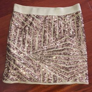 BCBG MaxAzria Rose Gold Sequin Mini Skirt Size S